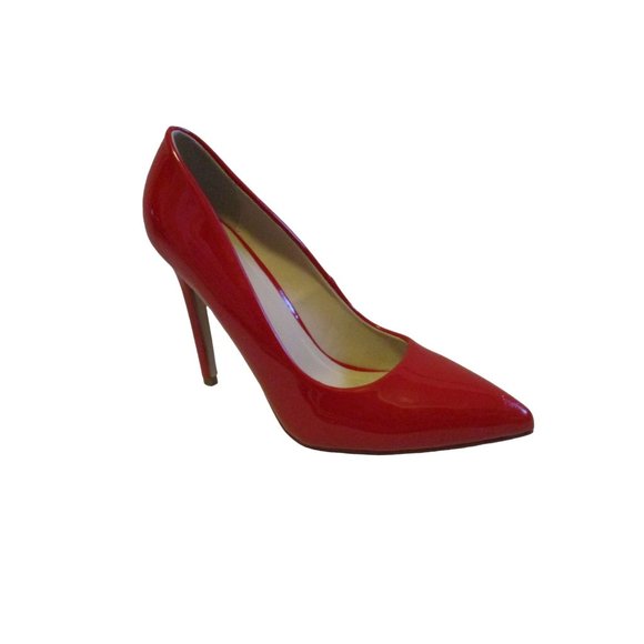 *Heart in D Lipstick Red Pointed Toe Stiletto Pumps Patent Leather - Picture 1 of 8